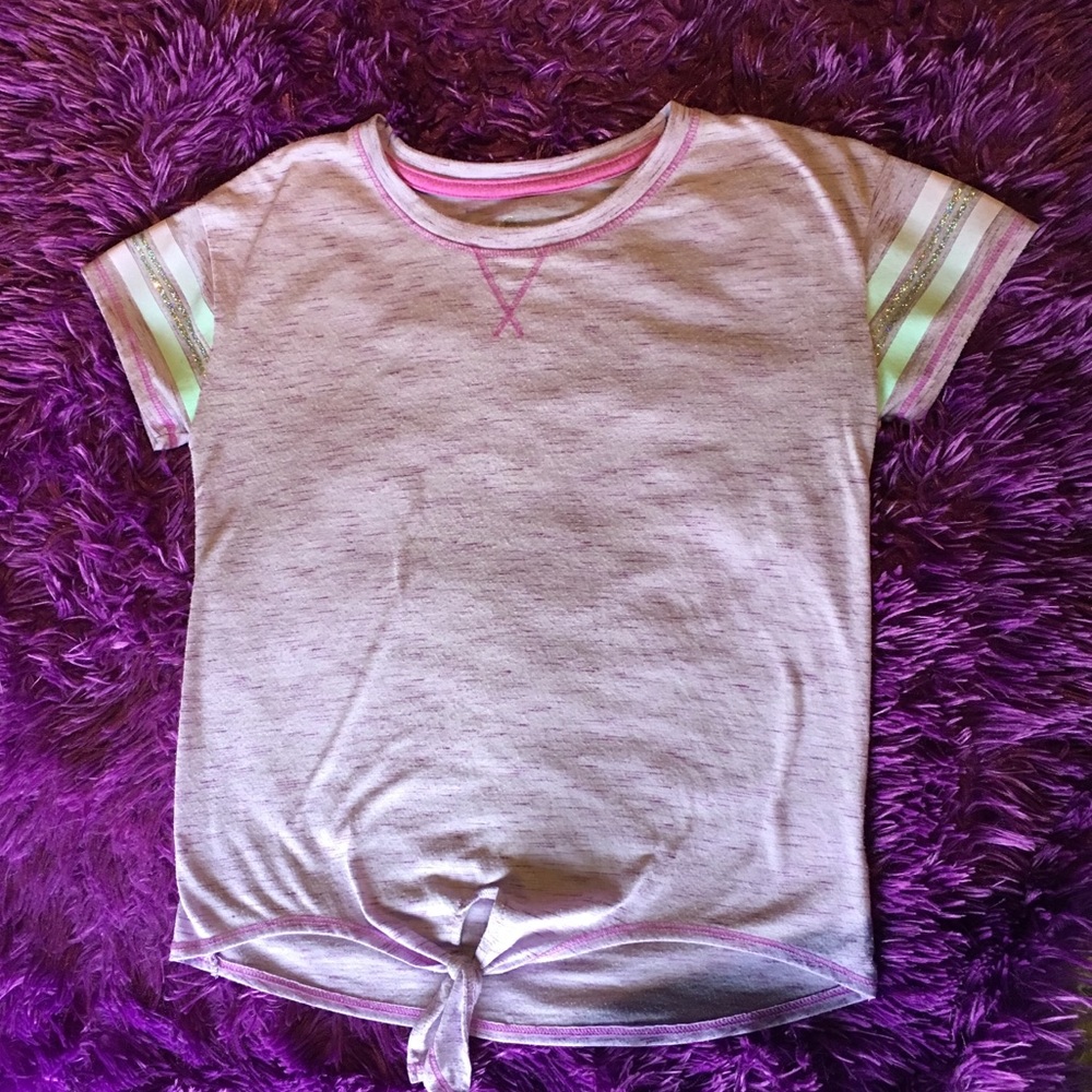 Girls Active Tee with Tie in front